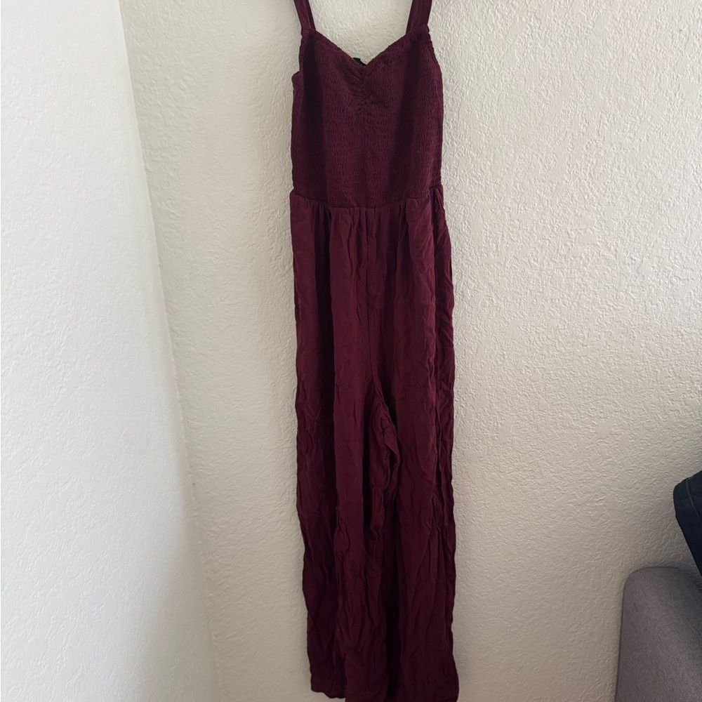 Madewell Red Jumpsuit with Spaghetti Straps and Wide-Leg Design